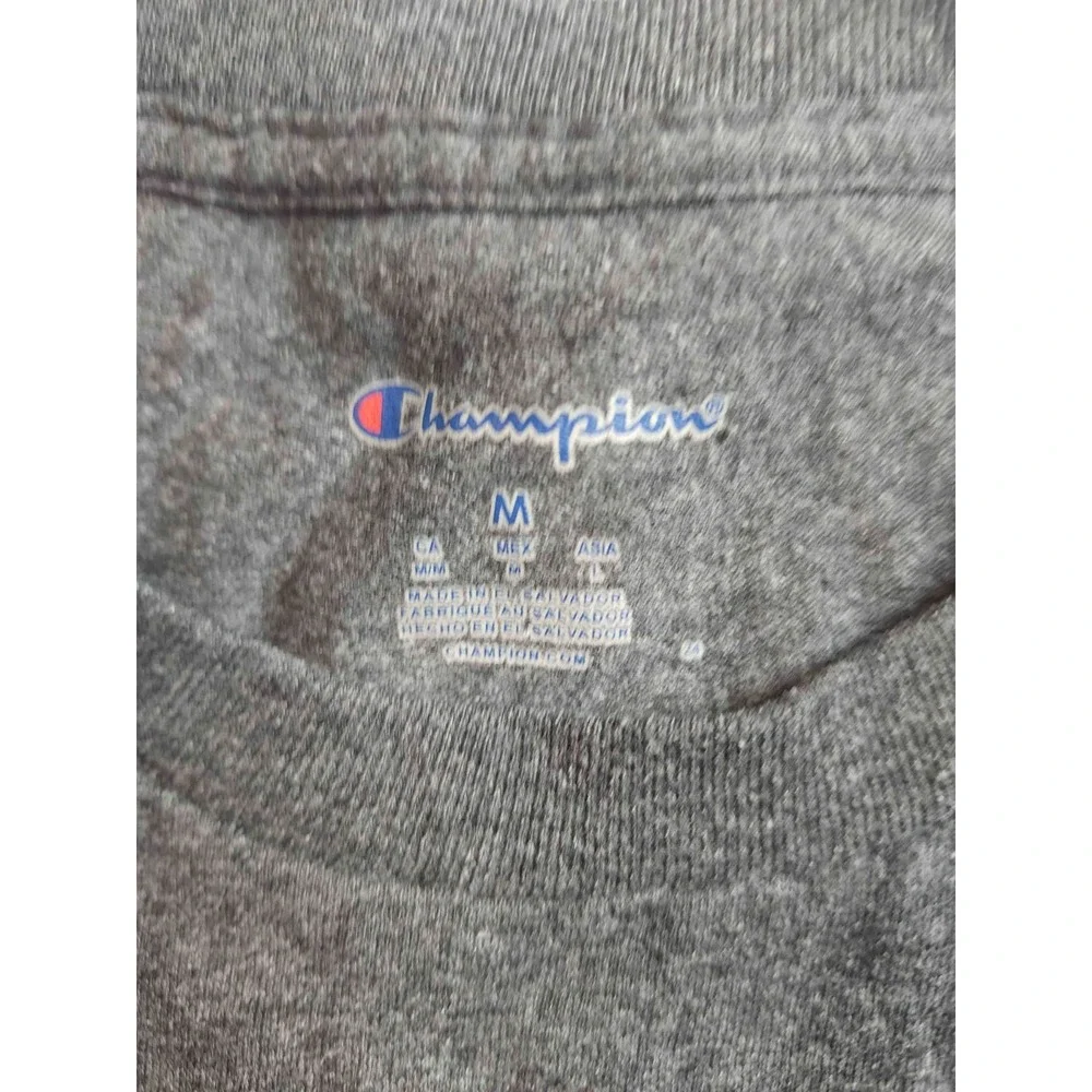 Champion Shirt Mens Medium Gray Shorter University Hawks Long Sleeve Graphic Tee - Picture 4 of 5